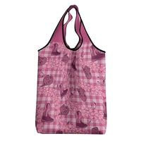 Pink Palaka Hawaii Cowboy Grocery Bag Puakenikeni Lei Paniolo Papale Seamless Vibes LT14 - Polynesian Pride