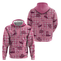 Pink Palaka Hawaii Cowboy Hoodie Puakenikeni Lei Paniolo Papale Seamless Vibes LT14 - Polynesian Pride