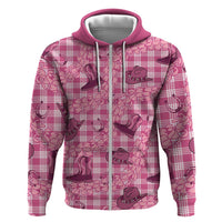 Pink Palaka Hawaii Cowboy Hoodie Puakenikeni Lei Paniolo Papale Seamless Vibes LT14 Zip Hoodie Pink - Polynesian Pride