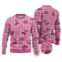 Pink Palaka Hawaii Cowboy Ugly Christmas Sweater Puakenikeni Lei Paniolo Papale Seamless Vibes LT14 Pink - Polynesian Pride