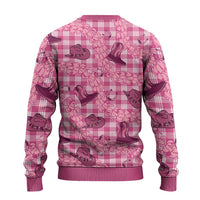 Pink Palaka Hawaii Cowboy Ugly Christmas Sweater Puakenikeni Lei Paniolo Papale Seamless Vibes LT14 - Polynesian Pride