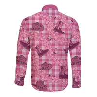 Pink Palaka Hawaii Cowboy Long Sleeve Button Shirt Puakenikeni Lei Paniolo Papale Seamless Vibes LT14 - Polynesian Pride