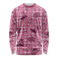 Pink Palaka Hawaii Cowboy Long Sleeve Shirt Puakenikeni Lei Paniolo Papale Seamless Vibes LT14 Unisex Pink - Polynesian Pride