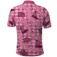 Pink Palaka Hawaii Cowboy Polo Shirt Puakenikeni Lei Paniolo Papale Seamless Vibes LT14 - Polynesian Pride