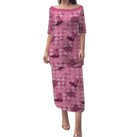 Pink Palaka Hawaii Cowboy Puletasi Puakenikeni Lei Paniolo Papale Seamless Vibes LT14 Long Dress Pink - Polynesian Pride