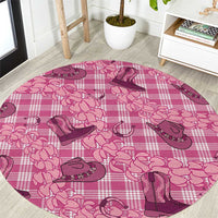 Pink Palaka Hawaii Cowboy Round Carpet Puakenikeni Lei Paniolo Papale Seamless Vibes LT14 Pink - Polynesian Pride