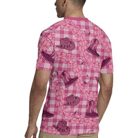 Pink Palaka Hawaii Cowboy Rugby Jersey Puakenikeni Lei Paniolo Papale Seamless Vibes LT14 - Polynesian Pride