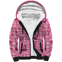 Pink Palaka Hawaii Cowboy Sherpa Hoodie Puakenikeni Lei Paniolo Papale Seamless Vibes LT14 Unisex Pink - Polynesian Pride