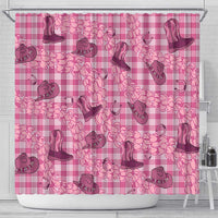 Pink Palaka Hawaii Cowboy Shower Curtain Puakenikeni Lei Paniolo Papale Seamless Vibes LT14 - Polynesian Pride