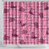 Pink Palaka Hawaii Cowboy Shower Curtain Puakenikeni Lei Paniolo Papale Seamless Vibes LT14 - Polynesian Pride
