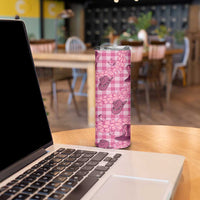 Pink Palaka Hawaii Cowboy Skinny Tumbler Puakenikeni Lei Paniolo Papale Seamless Vibes LT14 - Polynesian Pride