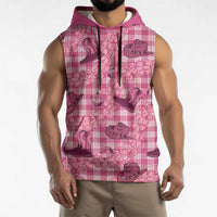 Pink Palaka Hawaii Cowboy Sleeveless Hoodie Puakenikeni Lei Paniolo Papale Seamless Vibes LT14 - Polynesian Pride