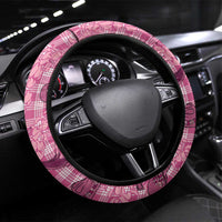 Pink Palaka Hawaii Cowboy Steering Wheel Cover Puakenikeni Lei Paniolo Papale Seamless Vibes LT14 Universal Fit Pink - Polynesian Pride