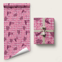 Pink Palaka Hawaii Cowboy Wrapping Paper Puakenikeni Lei Paniolo Papale Seamless Vibes LT14 58" × 23" Pink - Polynesian Pride