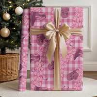 Pink Palaka Hawaii Cowboy Wrapping Paper Puakenikeni Lei Paniolo Papale Seamless Vibes LT14 - Polynesian Pride