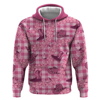 Pink Palaka Hawaii Cowboy Zip Hoodie Puakenikeni Lei Paniolo Papale Seamless Vibes LT14 Pullover Hoodie Pink - Polynesian Pride