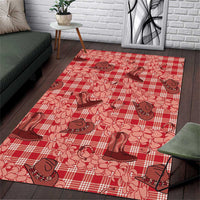 Red Palaka Hawaii Cowboy Area Rug Puakenikeni Lei Paniolo Papale Seamless Vibes LT14 Red - Polynesian Pride