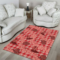 Red Palaka Hawaii Cowboy Area Rug Puakenikeni Lei Paniolo Papale Seamless Vibes LT14 - Polynesian Pride