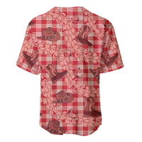 Red Palaka Hawaii Cowboy Baseball Jersey Puakenikeni Lei Paniolo Papale Seamless Vibes LT14 - Polynesian Pride