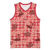 Red Palaka Hawaii Cowboy Basketball Jersey Puakenikeni Lei Paniolo Papale Seamless Vibes LT14 Unisex Red - Polynesian Pride