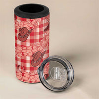 Red Palaka Hawaii Cowboy 4 in 1 Can Cooler Tumbler Puakenikeni Lei Paniolo Papale Seamless Vibes LT14 - Polynesian Pride