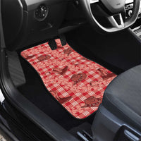 Red Palaka Hawaii Cowboy Car Mats Puakenikeni Lei Paniolo Papale Seamless Vibes LT14 - Polynesian Pride