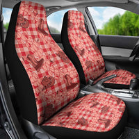 Red Palaka Hawaii Cowboy Car Seat Cover Puakenikeni Lei Paniolo Papale Seamless Vibes LT14 - Polynesian Pride