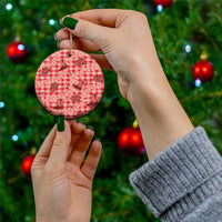 Red Palaka Hawaii Cowboy Ceramic Ornament Puakenikeni Lei Paniolo Papale Seamless Vibes - Polynesian Pride
