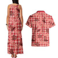 Red Palaka Hawaii Cowboy Couples Matching Tank Maxi Dress and Hawaiian Shirt Puakenikeni Lei Paniolo Papale Seamless Vibes LT14 - Polynesian Pride
