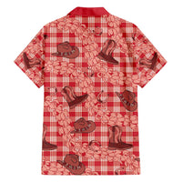 Red Palaka Hawaii Cowboy Family Matching Summer Maxi Dress and Hawaiian Shirt Puakenikeni Lei Paniolo Papale Seamless Vibes LT14 - Polynesian Pride