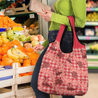 Red Palaka Hawaii Cowboy Grocery Bag Puakenikeni Lei Paniolo Papale Seamless Vibes LT14 - Polynesian Pride