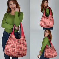 Red Palaka Hawaii Cowboy Grocery Bag Puakenikeni Lei Paniolo Papale Seamless Vibes LT14 - Polynesian Pride