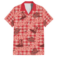 Red Palaka Hawaii Cowboy Hawaiian Shirt Puakenikeni Lei Paniolo Papale Seamless Vibes LT14 Red - Polynesian Pride