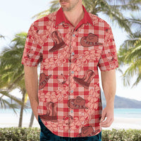 Red Palaka Hawaii Cowboy Hawaiian Shirt Puakenikeni Lei Paniolo Papale Seamless Vibes LT14 - Polynesian Pride