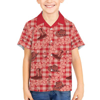 Red Palaka Hawaii Cowboy Hawaiian Shirt Puakenikeni Lei Paniolo Papale Seamless Vibes LT14 - Polynesian Pride