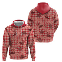 Red Palaka Hawaii Cowboy Hoodie Puakenikeni Lei Paniolo Papale Seamless Vibes LT14 - Polynesian Pride