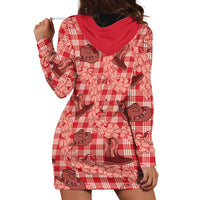 Red Palaka Hawaii Cowboy Hoodie Dress Puakenikeni Lei Paniolo Papale Seamless Vibes LT14 - Polynesian Pride