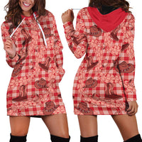 Red Palaka Hawaii Cowboy Hoodie Dress Puakenikeni Lei Paniolo Papale Seamless Vibes LT14 - Polynesian Pride