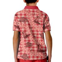 Red Palaka Hawaii Cowboy Kid Polo Shirt Puakenikeni Lei Paniolo Papale Seamless Vibes LT14 - Polynesian Pride