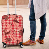 Red Palaka Hawaii Cowboy Luggage Cover Puakenikeni Lei Paniolo Papale Seamless Vibes LT14 Red - Polynesian Pride
