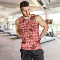 Red Palaka Hawaii Cowboy Men Tank Top Puakenikeni Lei Paniolo Papale Seamless Vibes LT14 Red - Polynesian Pride