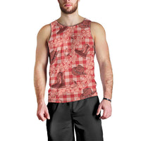 Red Palaka Hawaii Cowboy Men Tank Top Puakenikeni Lei Paniolo Papale Seamless Vibes LT14 - Polynesian Pride