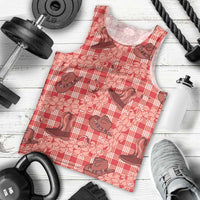 Red Palaka Hawaii Cowboy Men Tank Top Puakenikeni Lei Paniolo Papale Seamless Vibes LT14 - Polynesian Pride