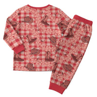 Red Palaka Hawaii Cowboy Christmas Pajama Set Puakenikeni Lei Paniolo Papale Seamless Vibes LT14 - Polynesian Pride