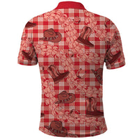 Red Palaka Hawaii Cowboy Polo Shirt Puakenikeni Lei Paniolo Papale Seamless Vibes LT14 - Polynesian Pride