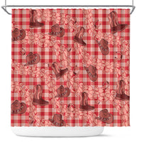 Red Palaka Hawaii Cowboy Shower Curtain Puakenikeni Lei Paniolo Papale Seamless Vibes LT14 Red - Polynesian Pride
