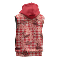 Red Palaka Hawaii Cowboy Sleeveless Hoodie Puakenikeni Lei Paniolo Papale Seamless Vibes LT14 - Polynesian Pride