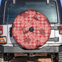 Red Palaka Hawaii Cowboy Spare Tire Cover Puakenikeni Lei Paniolo Papale Seamless Vibes LT14 Red - Polynesian Pride