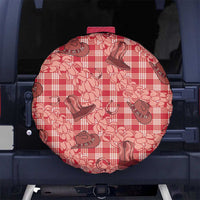 Red Palaka Hawaii Cowboy Spare Tire Cover Puakenikeni Lei Paniolo Papale Seamless Vibes LT14 No hole Red - Polynesian Pride