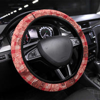 Red Palaka Hawaii Cowboy Steering Wheel Cover Puakenikeni Lei Paniolo Papale Seamless Vibes LT14 Universal Fit Red - Polynesian Pride